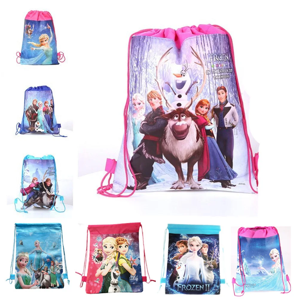 

12Pcs Disney Drawstring Pocket Frozen Princess Non-woven Waterproof Gift Bag Storage Bag Party Gift for party supplies