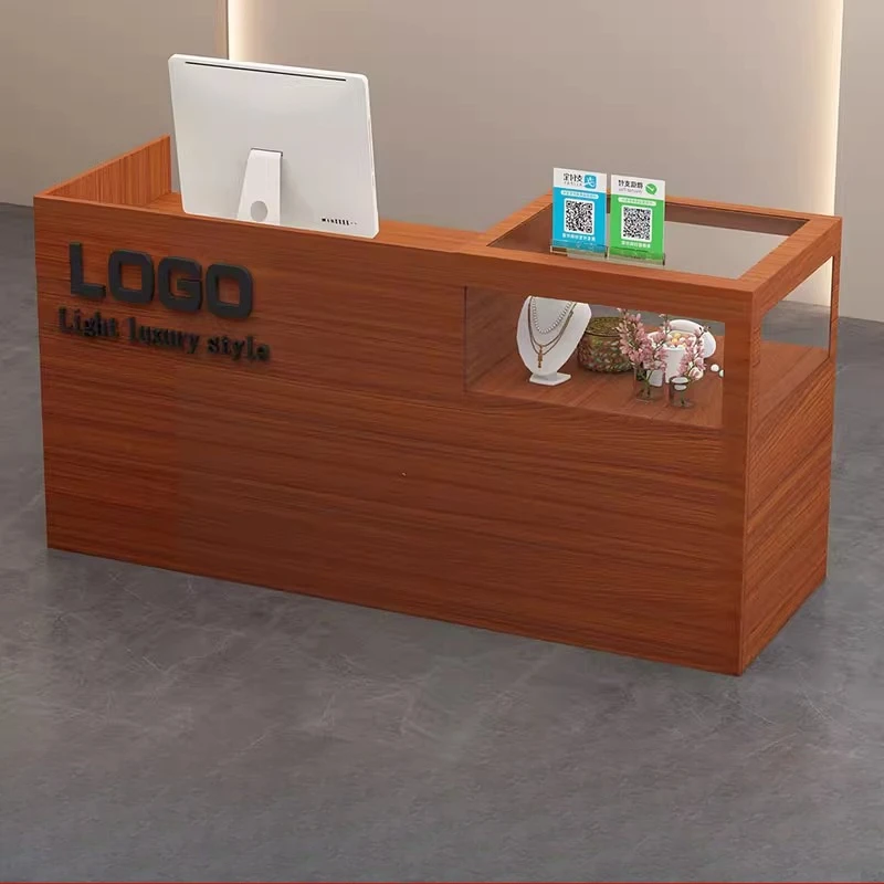 オーガナイザーがデザインしたレセプションデスク、モダンなショップ、ビューティーバー、高級ホテルのレセプションデスク、レストランのモストラドール、トレンディな家具