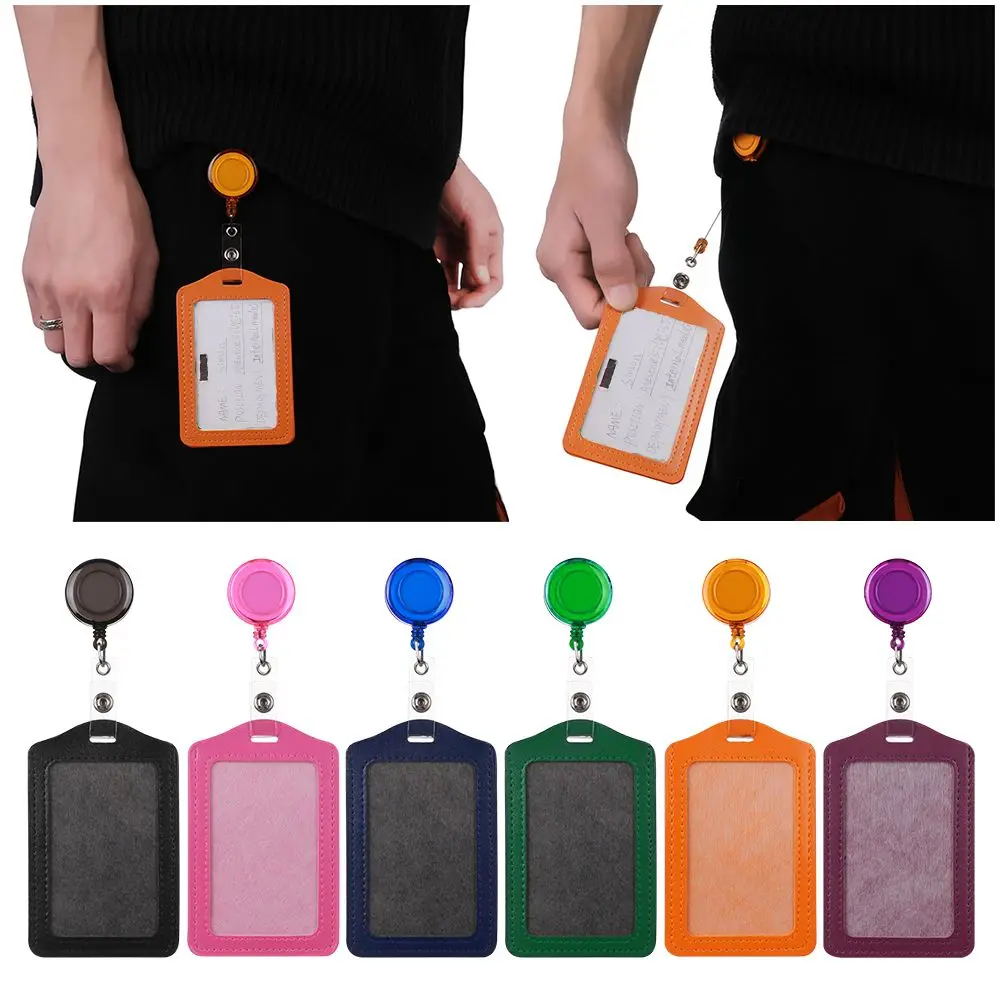 No Zipper ID Card Holder Badge Case with Retractable Reel Wholesale Transparent Protective Shell Worker Safety Tag Office Supply