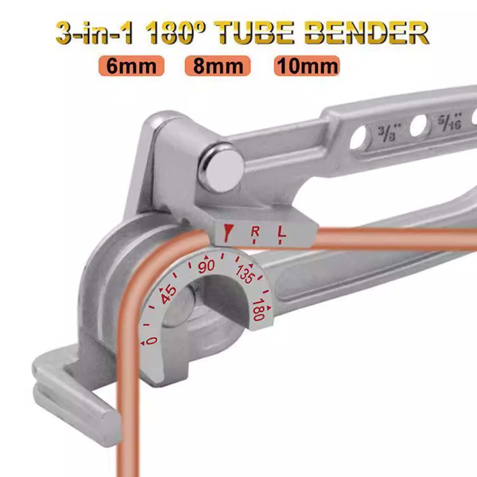 

6/8/10mm 180° Manual Tubing Bender 1/4" 5/16" 3/8" Water Gas Pipe Plumbing Pliers for Air Conditioning Copper Aluminum Tube