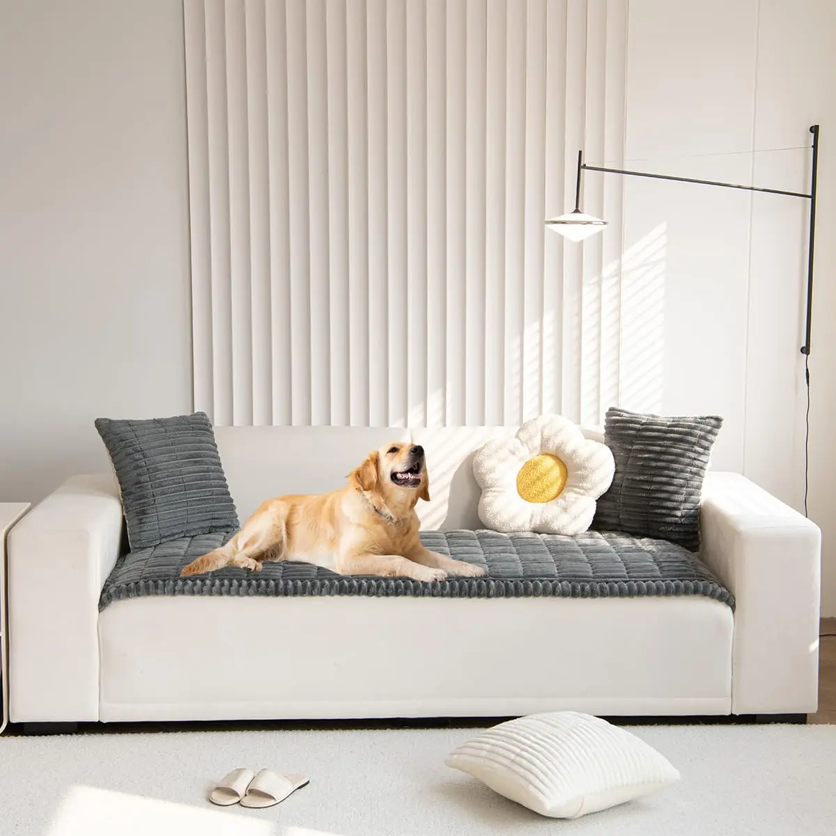

Pet Couch Cover for Sofa, Washable Cushion Protector, Dark Grey, 27x83in