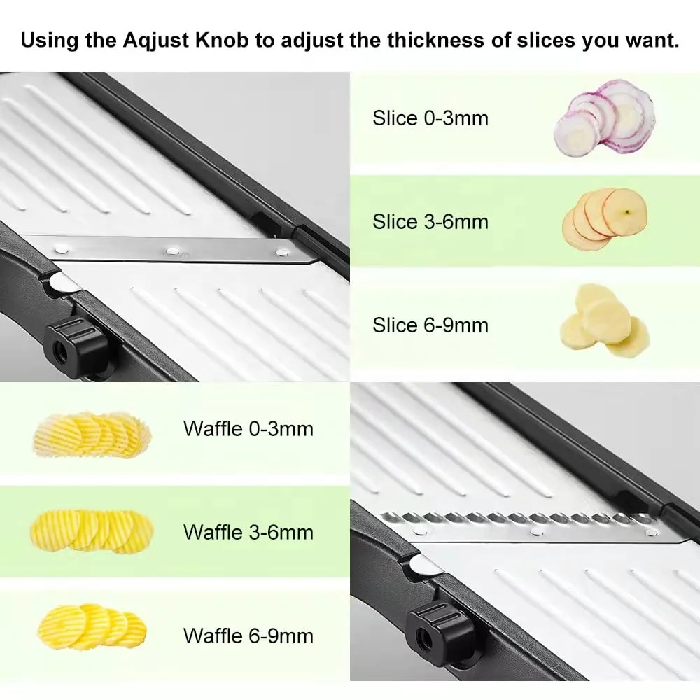 Kitchen Adjustable Food Chopper Cutter Multi-Function Manual Stainless Steel Mandoline Food Slicer for Easy Fruit Vegetable