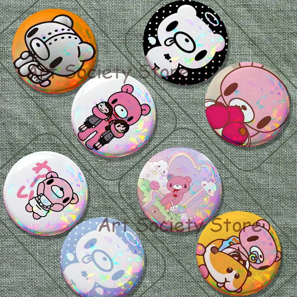 G-Gloomy bear Brooches For Backpack Accessories 25,32,44,58,75mm Round Enamel Pins 2-piece Set Cartoon Anime Badge
