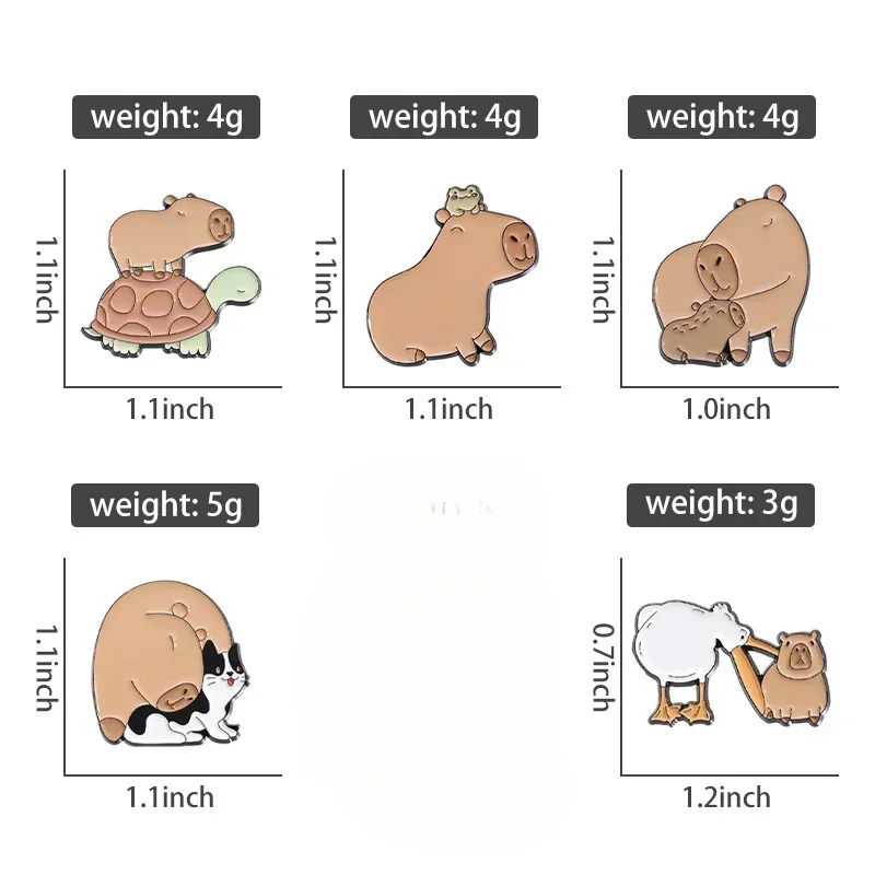 Cartoon Animal Capybara Brooch Enamel Pins Funny Cute Hippopotamus Lapel Badge Decoration Jewelry Gifts for Friends