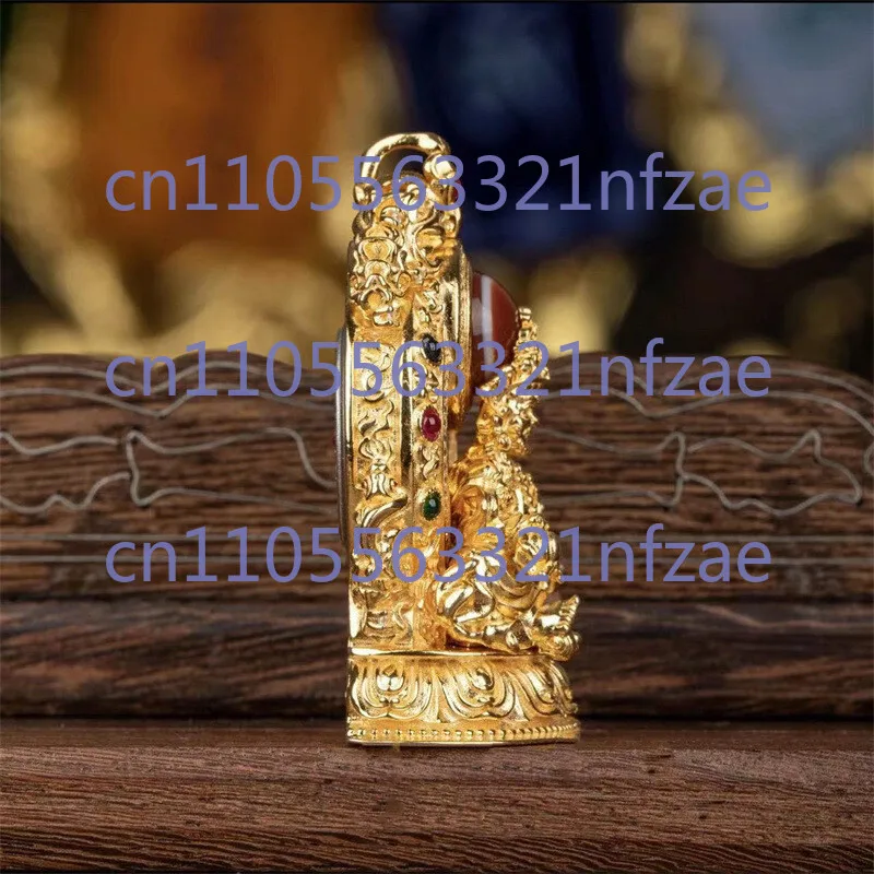 Tybetański buddyzm Miedziany Kamień Szlachetny Żółty Jambhala Bóg Bogactwa Budda Wisiorek Amulet