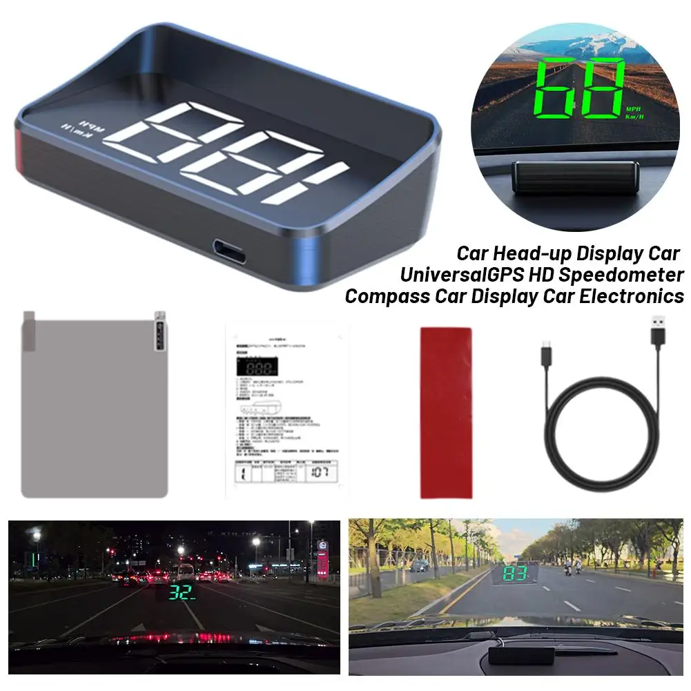 Car Head-up Display Universal GPS HD Speedometer KMH/MPH Digital Windshield Interior Display Compass Electronics Projector B9L9