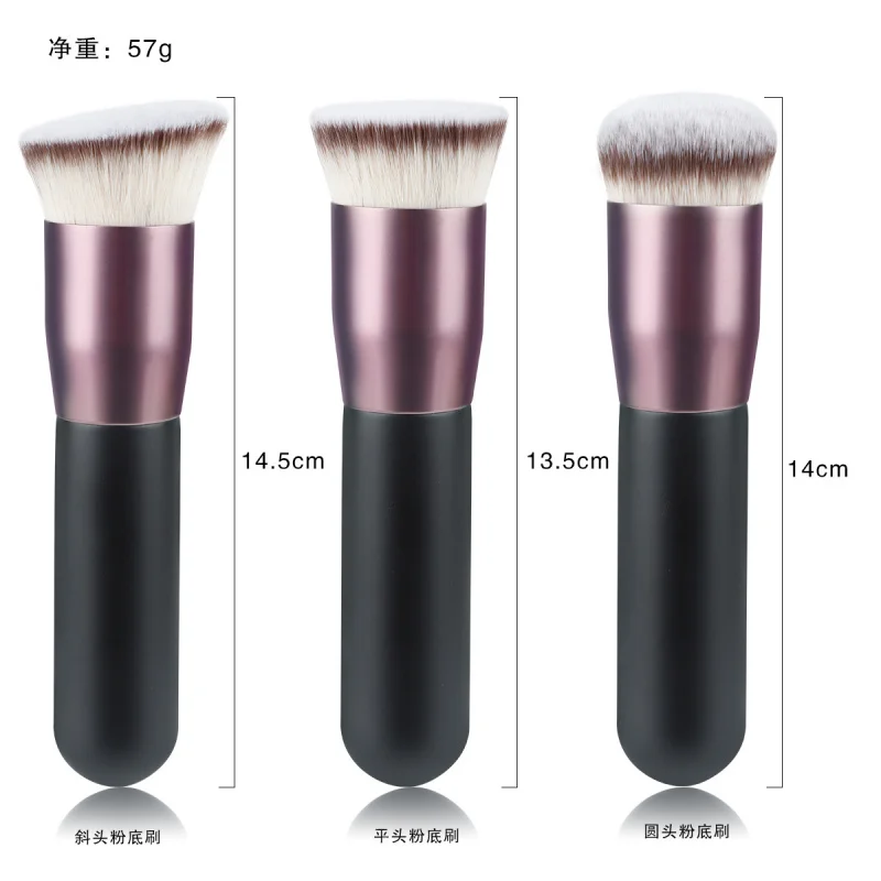 Nouveau Grand gros plat incliné rond fond de teint brosse unique maquillage pratique sans Trace fond de teint