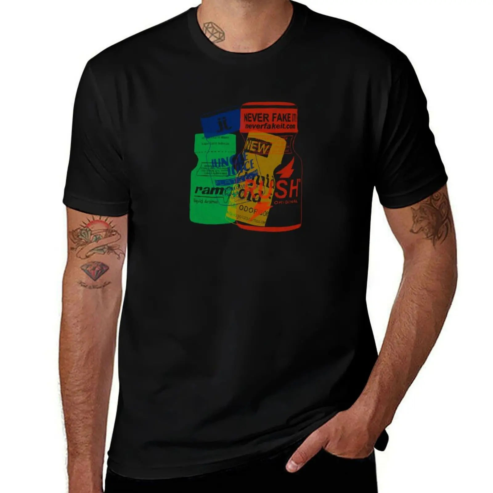 Poppers Collage T-Shirt Minimalist Graphic Tee Shirt