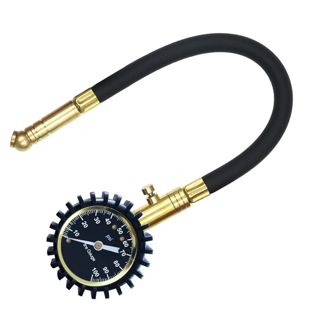 

Car Tire Pressure Gauge (0-100 PSI) Flexible Hose Air Inflator Meter Portable Tool Fast Accurate Inflation Deflation For Auto