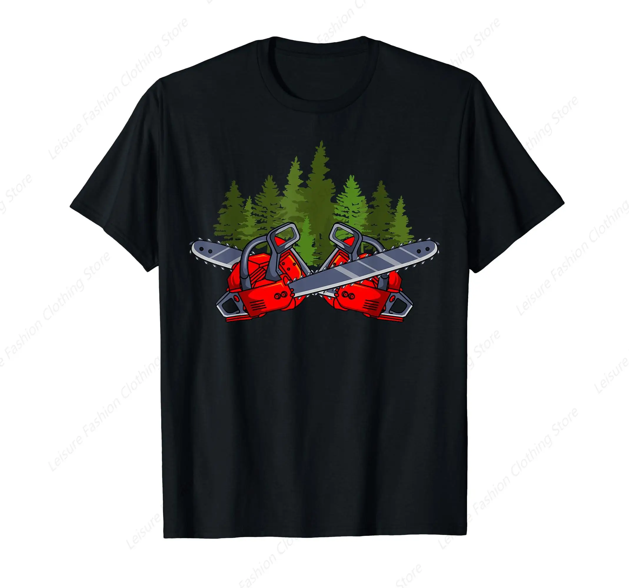 Lumberjack Forester Woodworker Chainsaw T-Shirt Summer Men Women's Cotton Tee Unisex Clothing