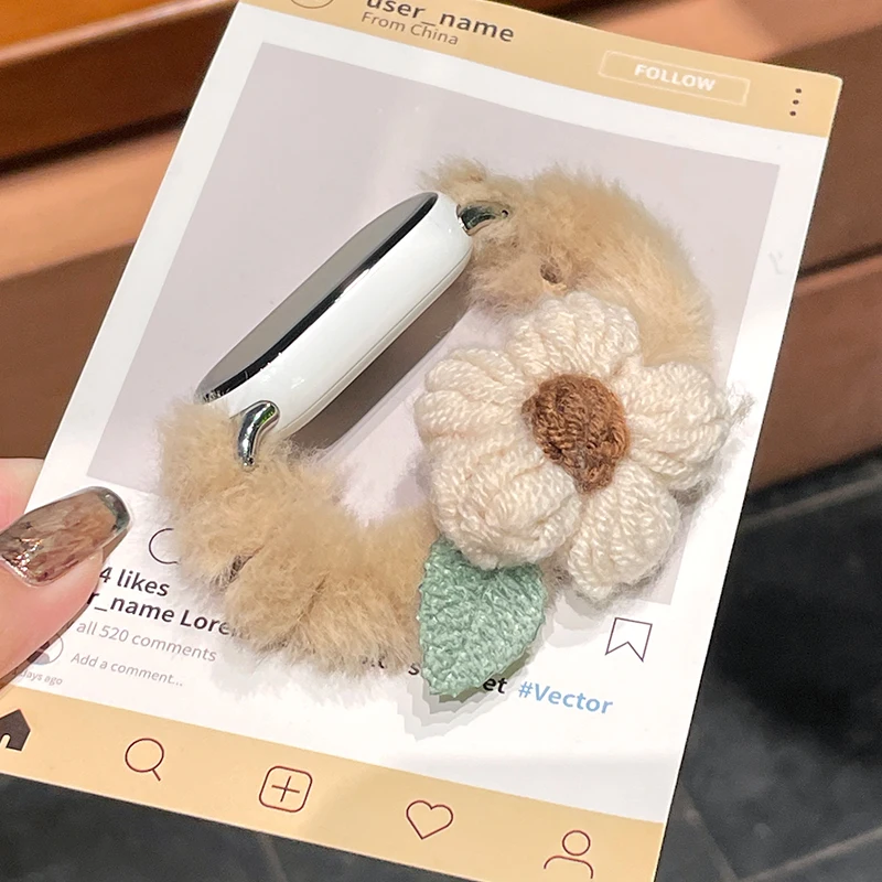 

Подходит для осенних и зимних плюшевых ремешков для часов с цветком Xiaomi Band 8Pro/9Pro, для Mi Band 3/4/5/6/7,8/8NFC/9NFC/10/10NFC, для