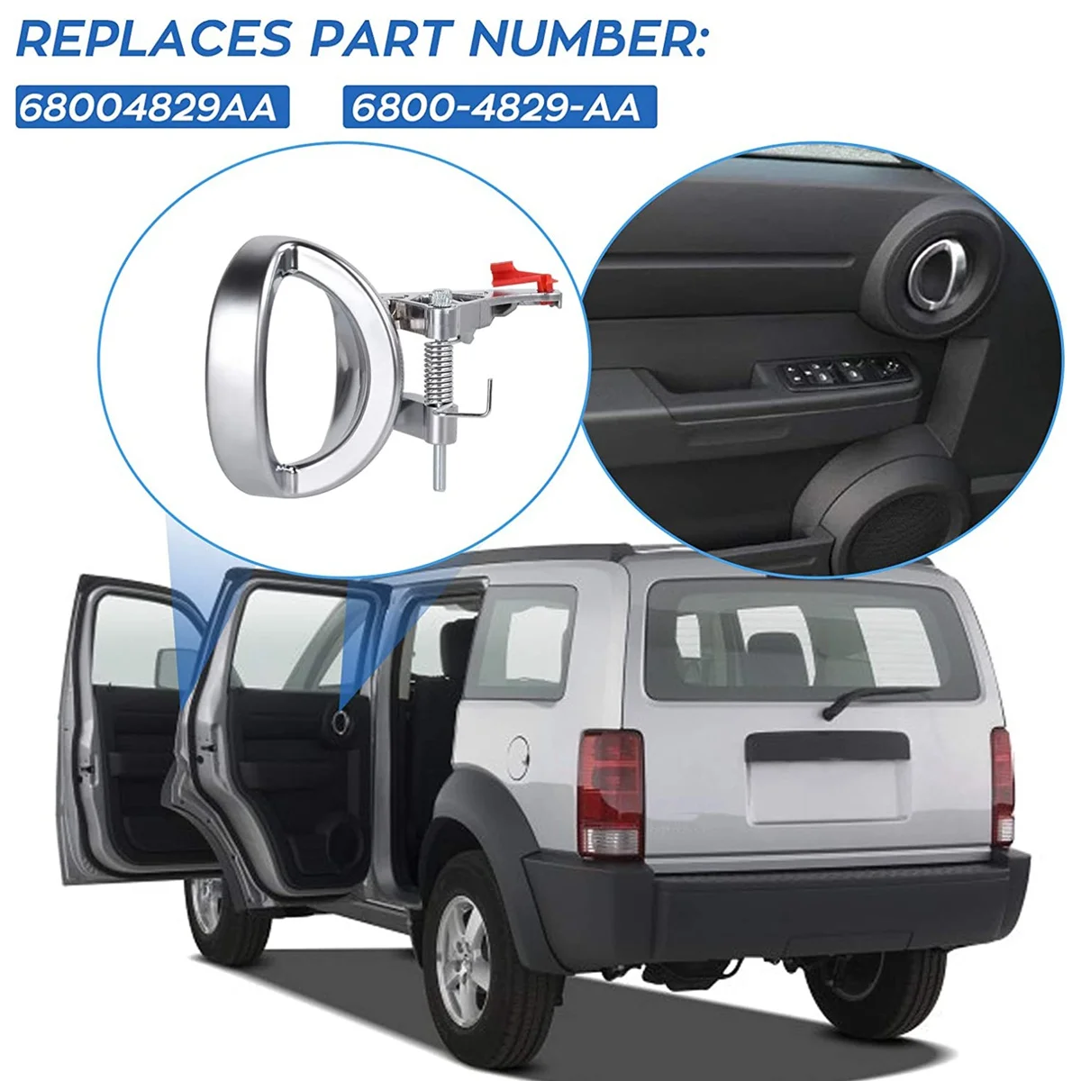 

Reliable-4 Pcs/Set Car Interior Door Handle Car Door Handle For Nitro 2007-2011 68004828AA 68004829AA