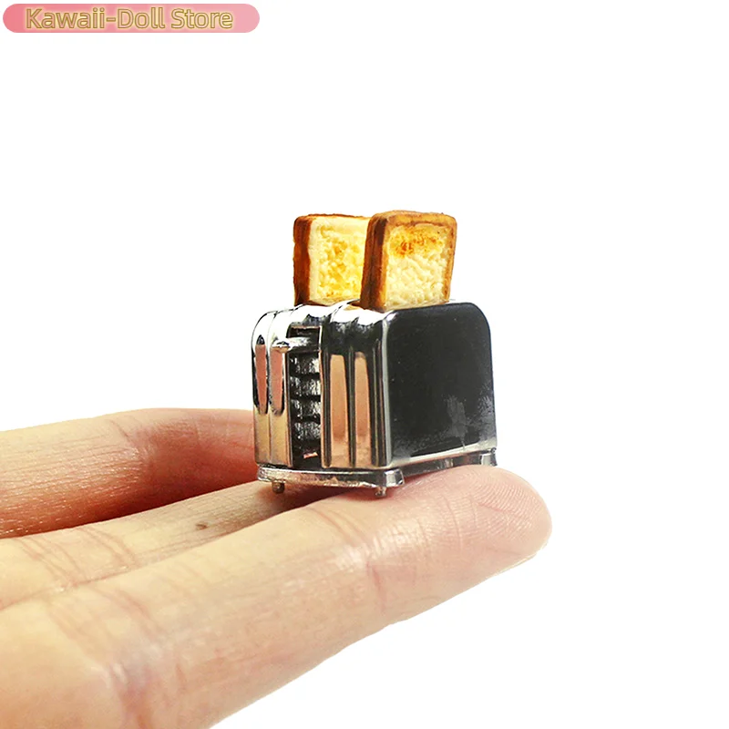 Casa de bonecas mini torradeira com torradeira casa de boneca cozinha criativa café da manhã torradeira bonito decoração de casa
