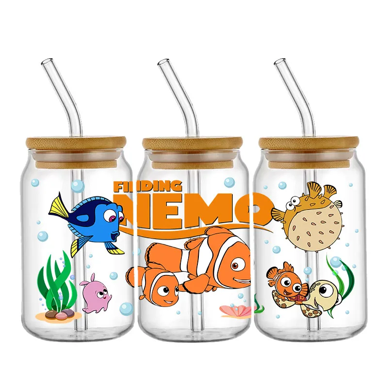 Disney's Finding Nemo 16OZ UV DTF Cup Wraps Transfer Sticker For Glass Libbey Can Bottle Selfadhesive Washable DIY Custom