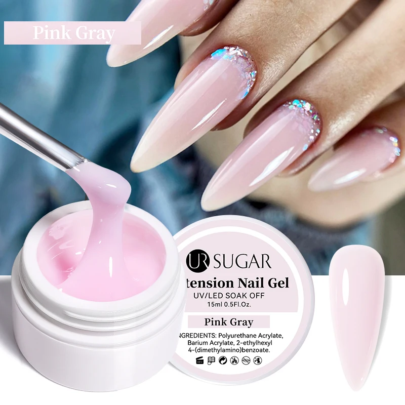 UR SUGAR 15ml Extension Gel Nail Polish Hard Jelly Build Nail Gum Clear Nude Natural Color French Soak Off UV Construction Gel