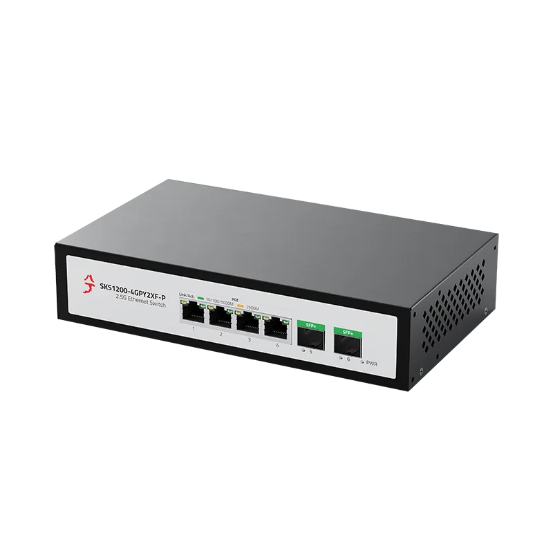 XikeStor 6-Port Unmanaged POE Ethernet Network 2.5G RJ45 Ports 10G SFP+ Slots  Fanless Plug and Play