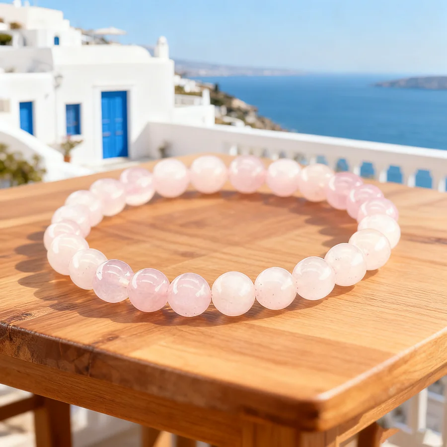 سوار كوارتز وردي طبيعي للنساء سوار كوارتز وردي لطيف للفتيات مجوهرات كريستال بسيطة للحفلات والمواعدة #3