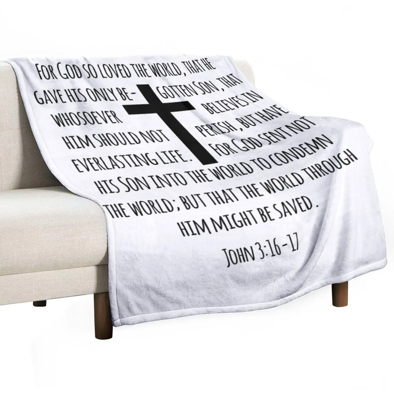 

John 3:16-17, For God So Loved the World, Cross Throw Blanket christmas decoration Soft Plush Plaid Moving Giant Sofa Blankets