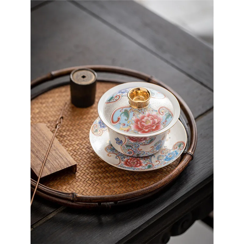 

Handmade shredded silver tea cup, household ceramic bowl