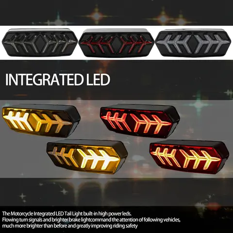 Enquêter Arrière Intégré avec Clignotant Séquentiel LED SMD pour Moto Honda Grom MSX125 CBR650 CTX700 CTX700N