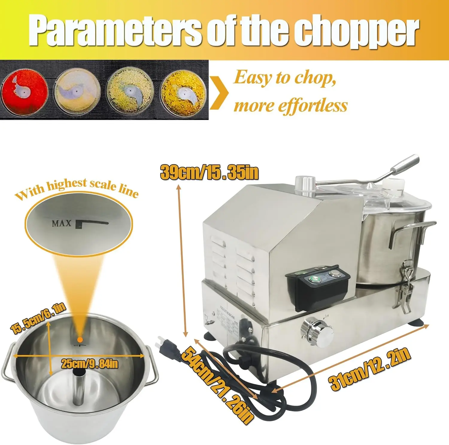 منتج أغذية مفرمة خضروات كهربائية مفرمة اللحم 6L الفولاذ المقاوم للصدأ خلاط خضراوات قطاعة اللحوم سرعة قابلة للتعديل 110 فولت