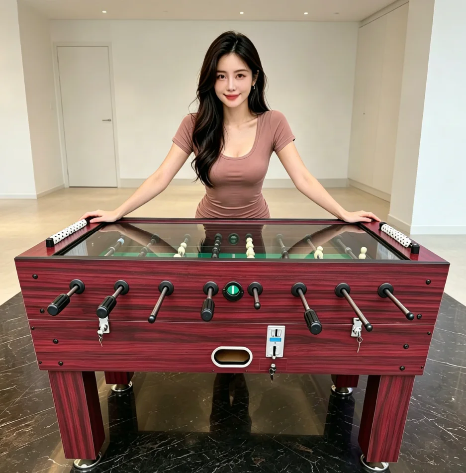 Foosball Table Commercial - 5FT Münzbetriebener Tischfußball, Kommerzieller Indoor-Handspiel-Fußballtisch, Baby-Foot