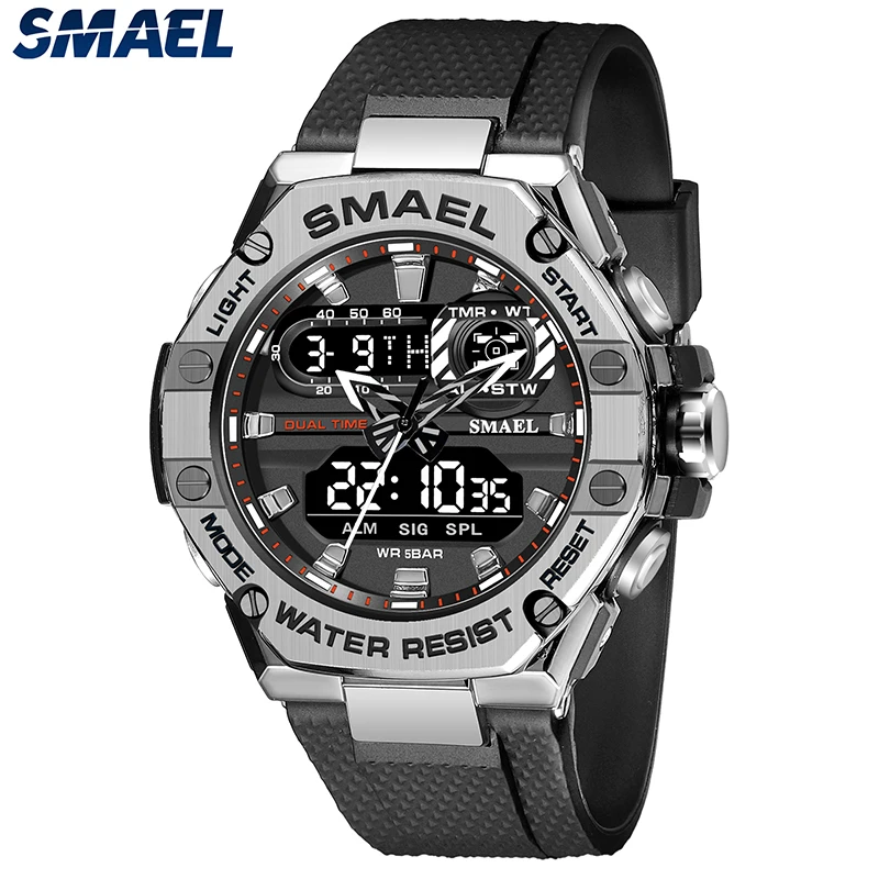 

SMAEL Sport Watch for Man Dual Time Watch for Men Led Light Watch Alarm 8066 Fashion Sport Watches Military S Shiock Wristwatch