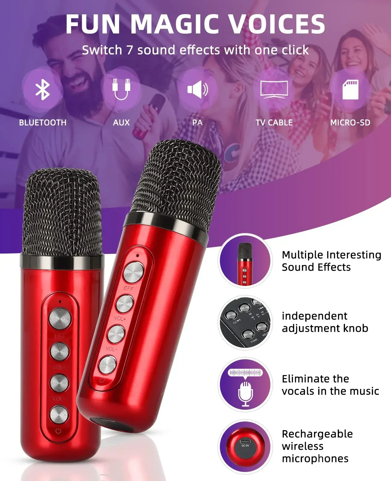 Family KTV Audio Set Dual Microphone Wireless Bluetooth Speakers Portable KTV All-in-one Singing Machine Party Multifunctional