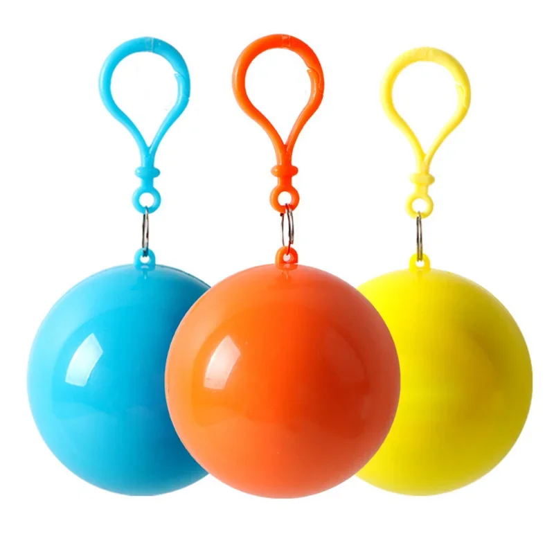 Portable Kids Raincoat One-off Waterproof Coat Outdoor Travel Plastic Ball Rain Jacket Girl Boy Raincoat Storage Ball Pendant