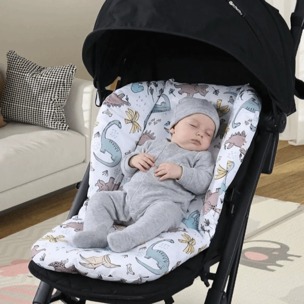 Cotton Material Baby Stroller Seat Cushion All Seasons Cartoon Pattern Stroller Seat Pad Comfortable Breathable