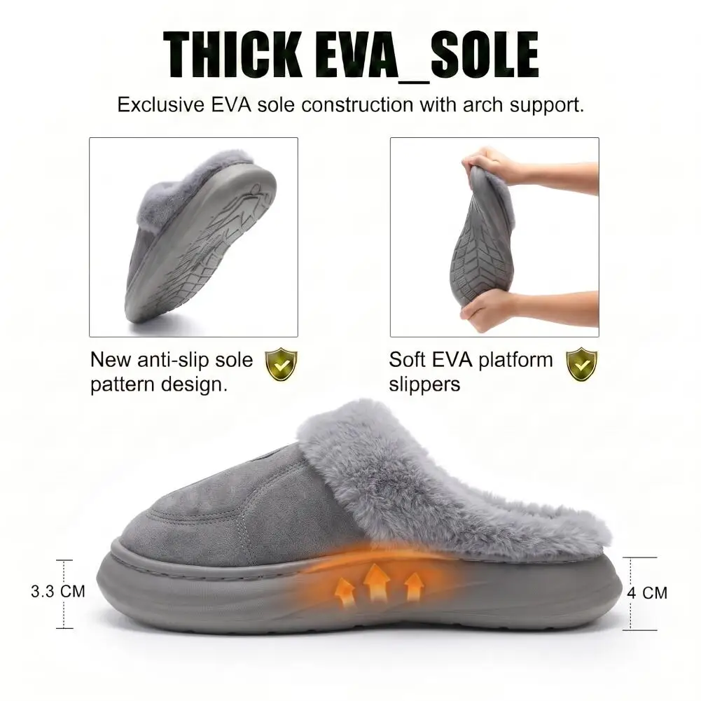 Wide Last Men's Arch Support Slippers EVA Suede Leather Patchwork Soft and Comfortable Memory Cotton Pad Home Shoes