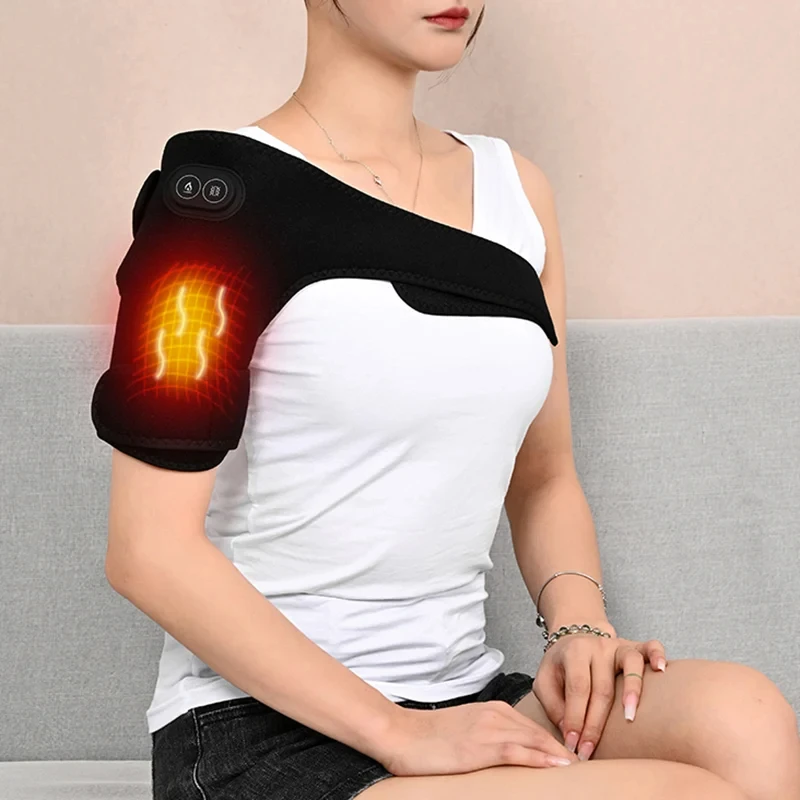 

Heated Massage Brace for Shoulder & Knee - USB Rechargeable Support Strap with 3 Heat & Vibration Levels