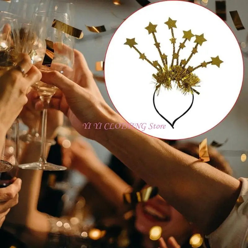 N5KF الترتر نجوم عصابات عيد الميلاد بريق بهرج الشعر العصابات رأس السنة الجديدة برو #3