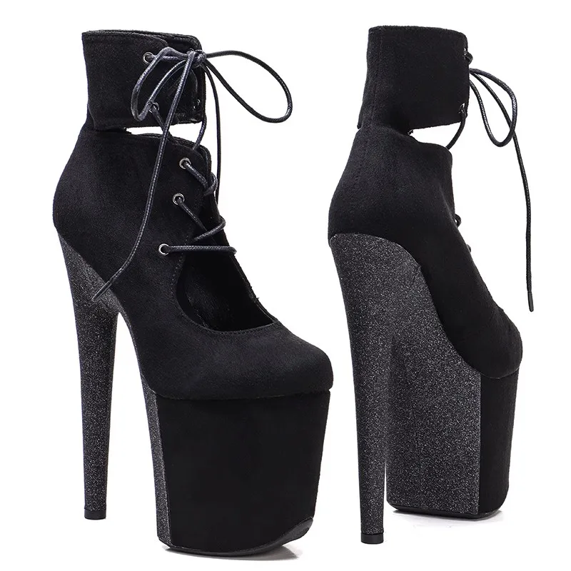 LAIJIANJINXIA New 20CM/8Inch Suede Upper Women's Platform Party High Heels Modern Ankle Boots Pole Dance Shoes 490