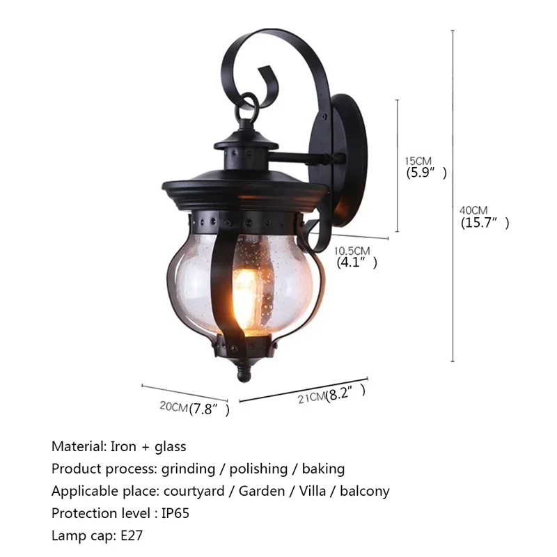 ·BUNNY Outdoor Retro Wall Light Classical Sconces Lamp Waterproof IP65 LED For Home Porch Villa