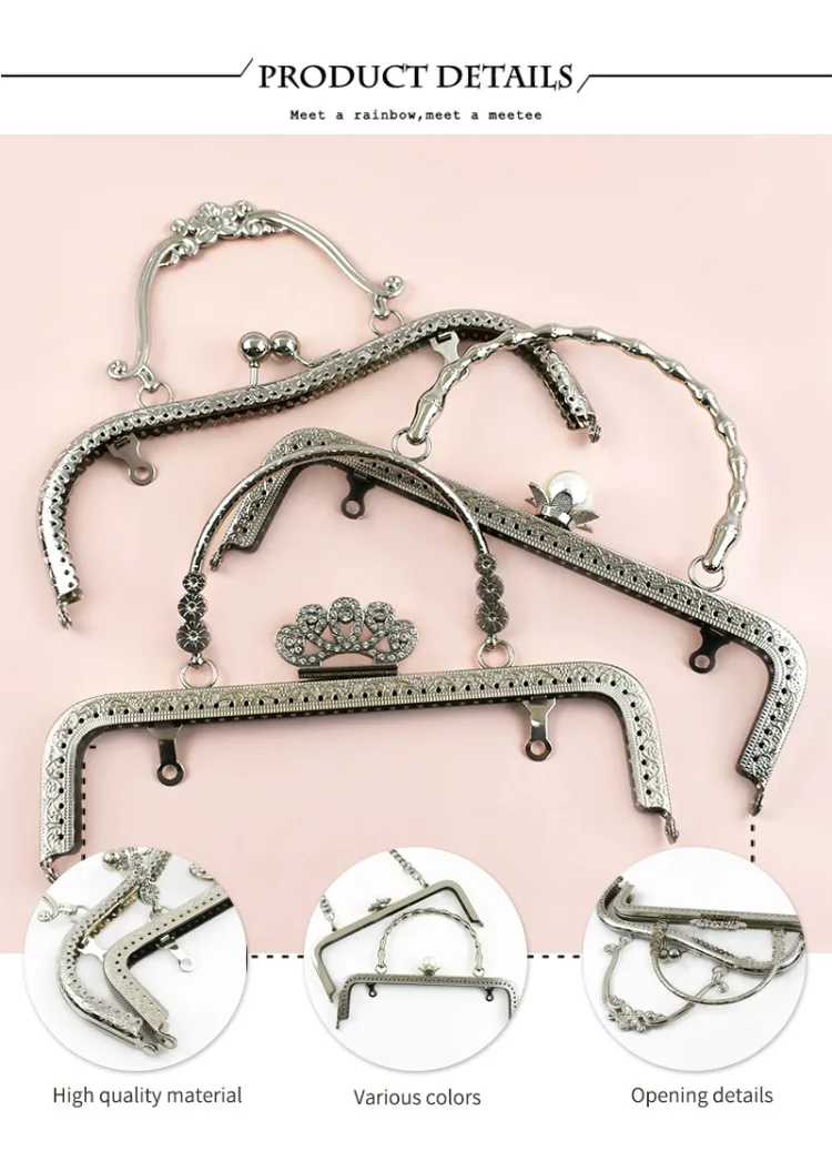 1Pc Deepeel Silver Metal Bag Handles Purse Frame Women Handbag Wallet Kiss Clasp DIY Handmade Sewing Bracket Bags Accessories