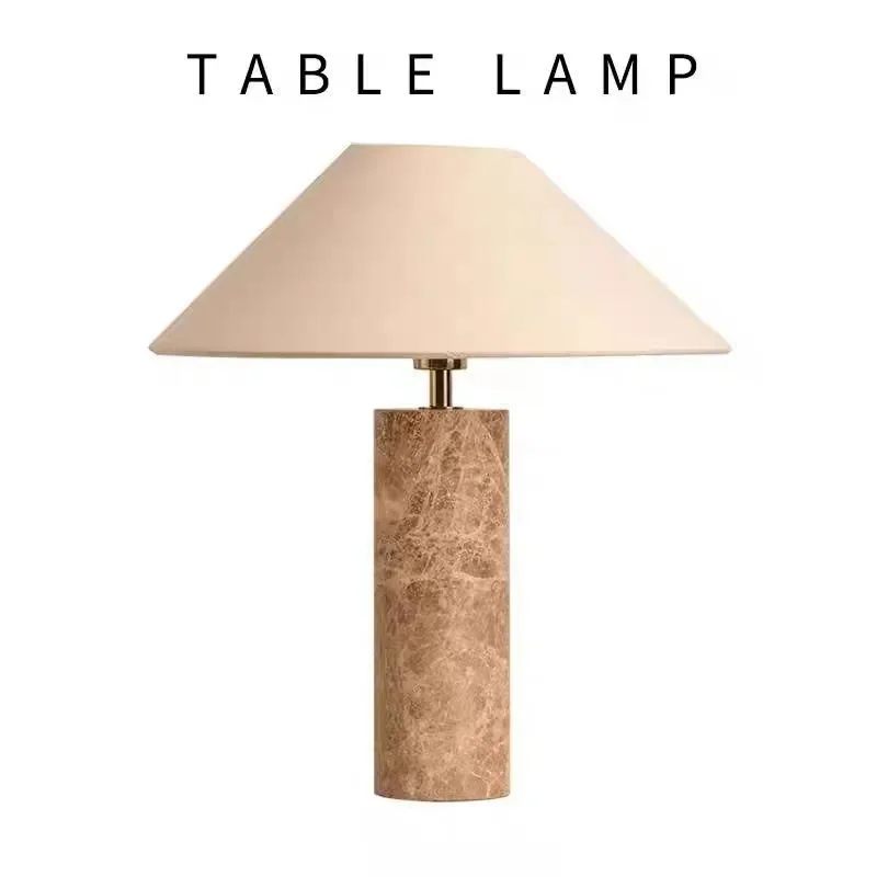 Wabi Marble Floor Lamp Designer Medieval Marble Villa Living Room Study Bedroom Bedside Decorative Table Led Lighting