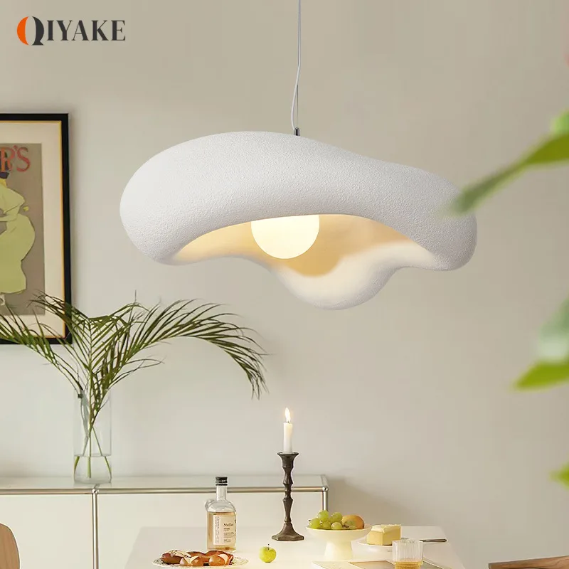 Nordic New Wabi-sabi Cream Restaurant LED Chandelier Minimalist Bedroom Bar Table Suspend Lamp Homestay Deco Cafe Hanging Light