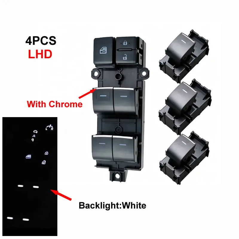 

LED Backlight Power Window Glass Lifter Control Button Switch For Toyota RAV4 Sienna Camry CHR Highlander Corolla Yaris Cross