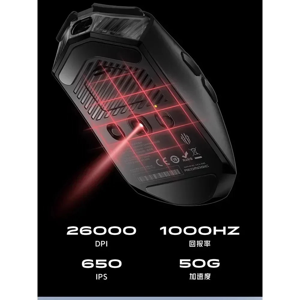 Redmagic Gaming Wired Wireless Mechanical Mouse Macro RGB Light Effect Computer PAW3395 26000DPI Reddot Winner Tri-mode Esport