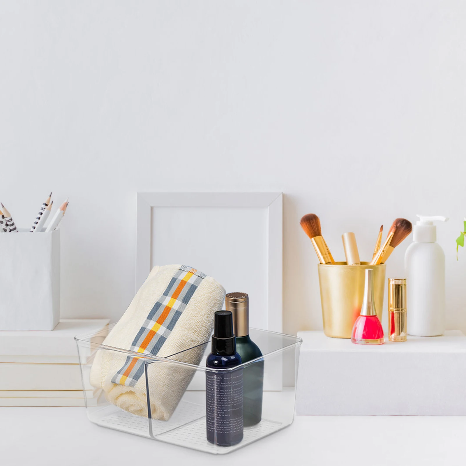 

Large Capacity Organizer Box Transparent Storage Container For Jewelry Makeup Vanity Desktop Organizer