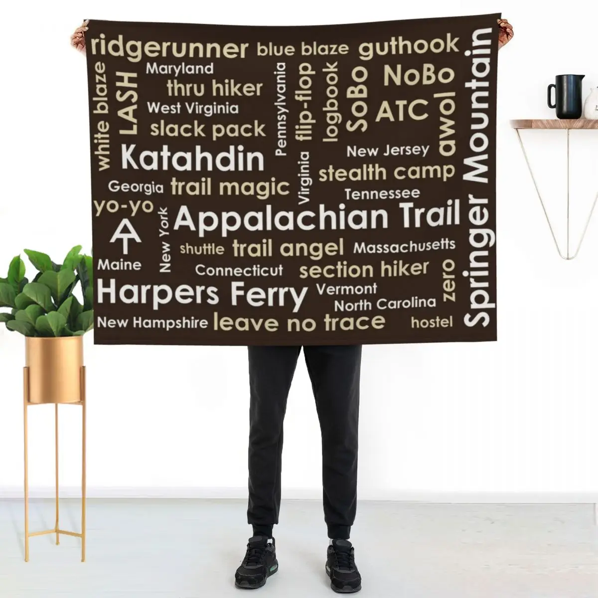 

Appalachian Trail Word Cloud Throw Blanket Warm Accent Blanket for Living Room Decoration
