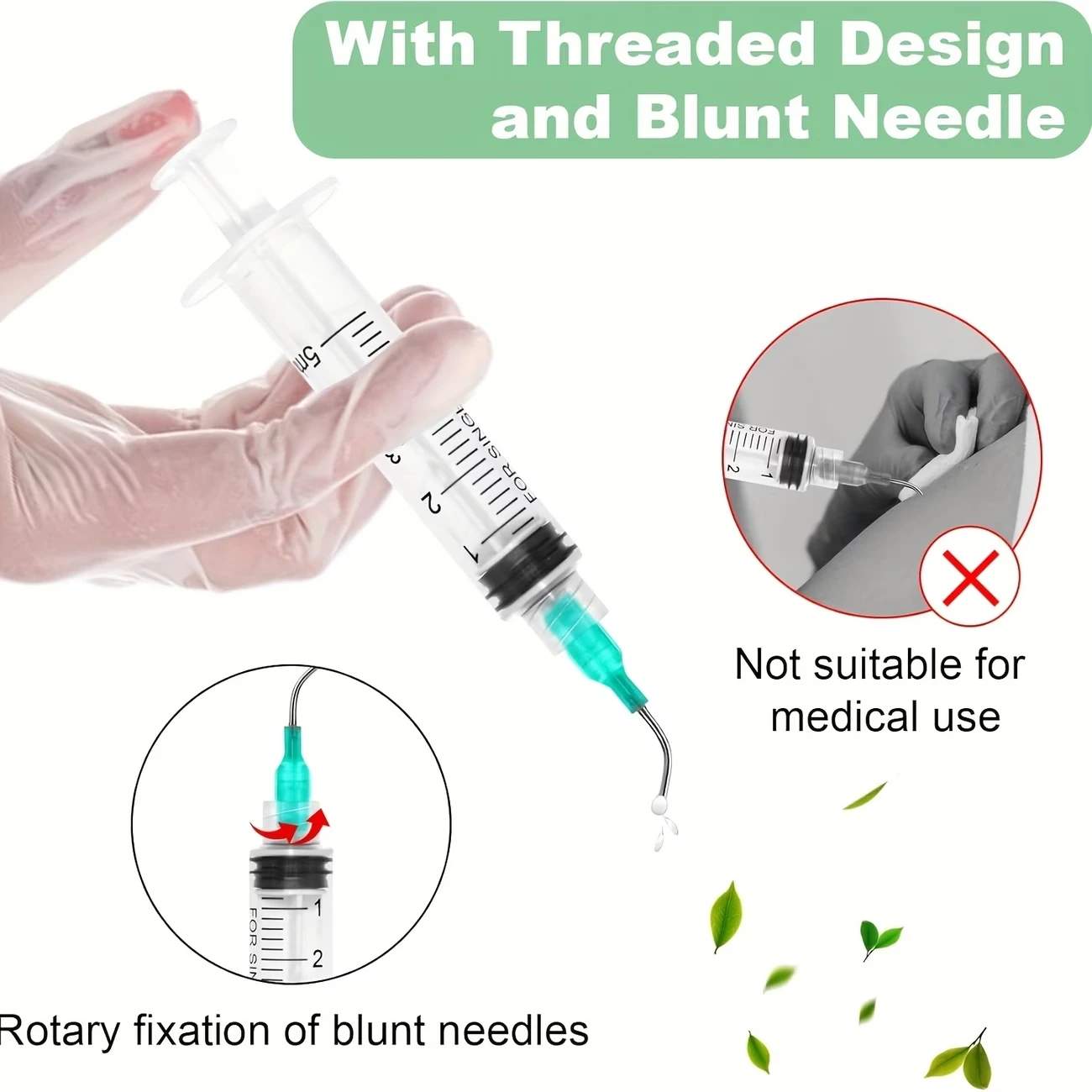 5ml Plastic Syringe with Straight and Curved Needles, Reusable Dosing Dispenser for Precise Liquid Measurement - Durable Laboratory and Plant Watering Tool, Suitable for Scientific Research, Home Gardening, Liquid Injection, and Garden Watering Accessories
