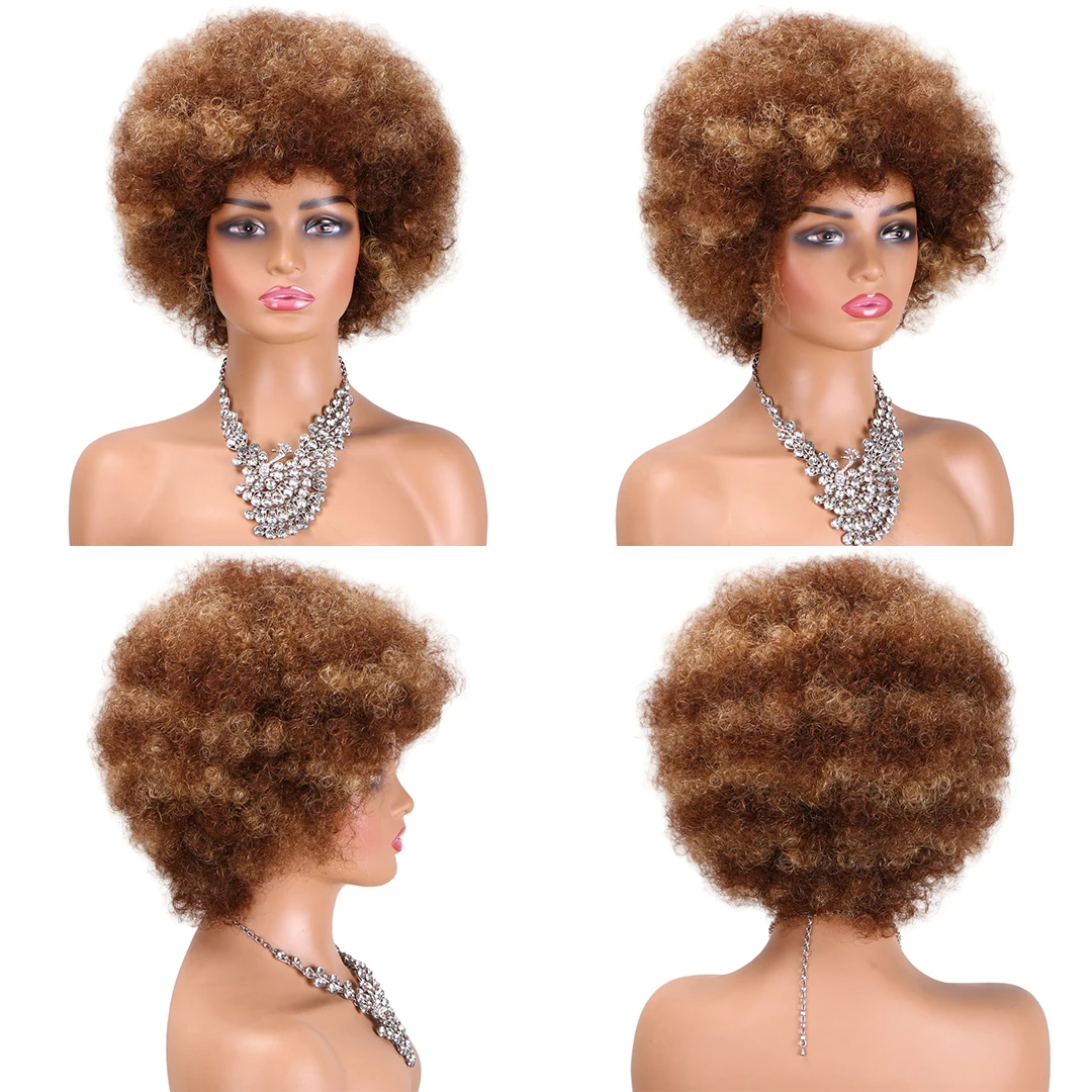 Afro Kinky Curly Parykk: 100% Menneskehår - usage example