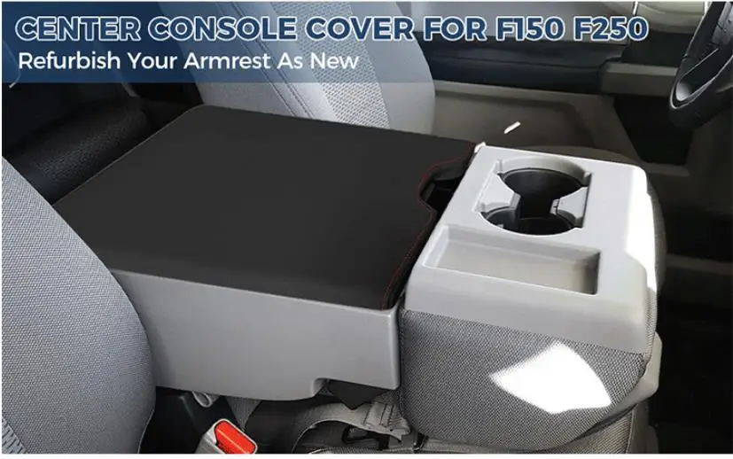 For Ford F150 F250 2015 2016 2017 2018 2019 Leather Armrest Box Cover Center Console Microfibre Leather Cover car interior