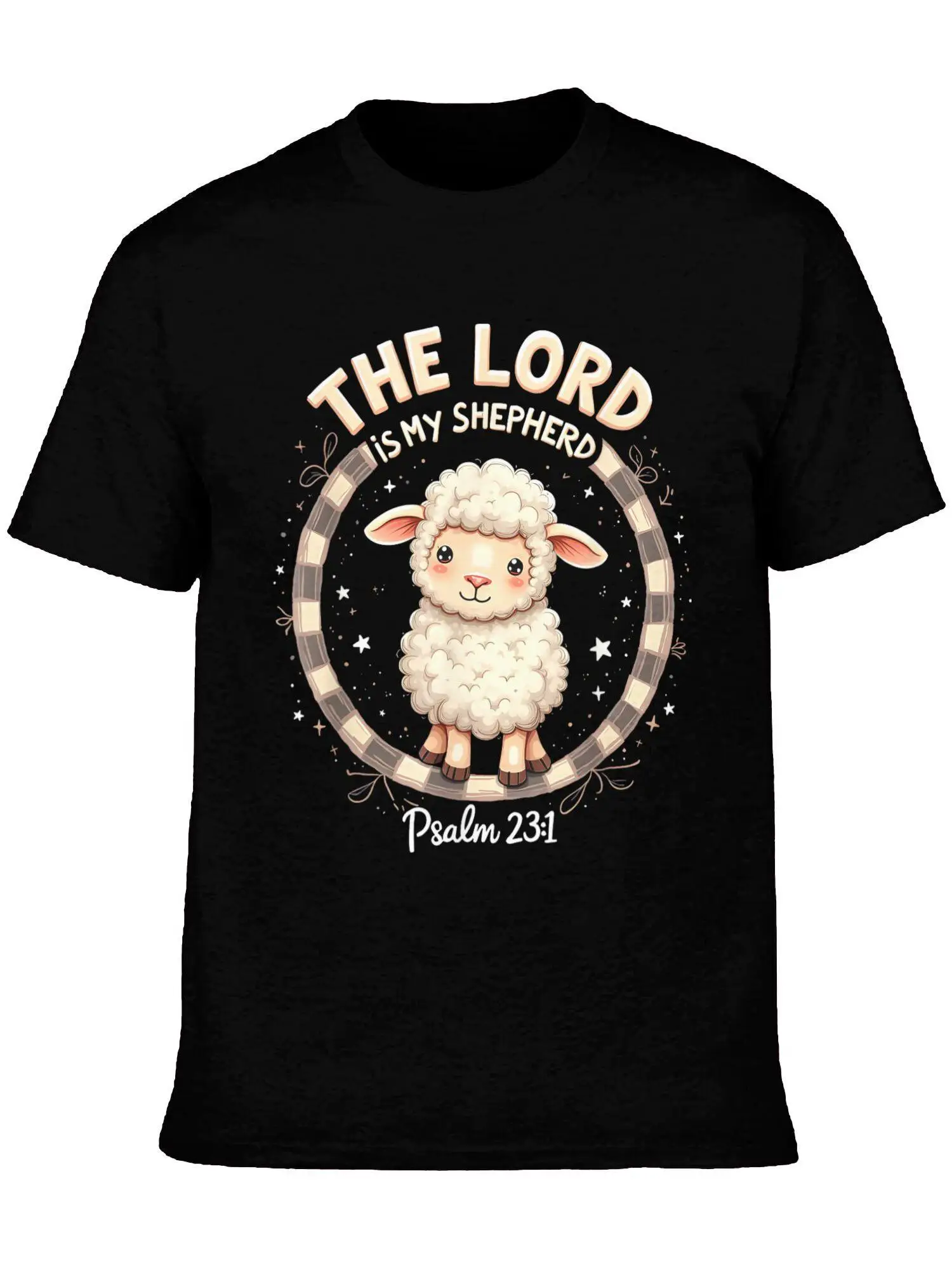 The Lord Is My Shepherd Cute Christian Psalm 23:1 Graphic T-Shirt - Men'S Graphic Shirts, Male T-Shirt, Vintage Printed Tee