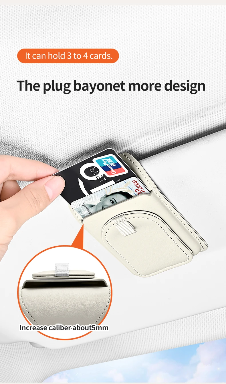 Auto-Sonnenblenden-Brillenhalter aus PU-Leder, magnetischer Brillen-Aufbewahrungskoffer, Karten- und Ticket-Organizer-Clip, Auto-Innenzubehör – Detail 7