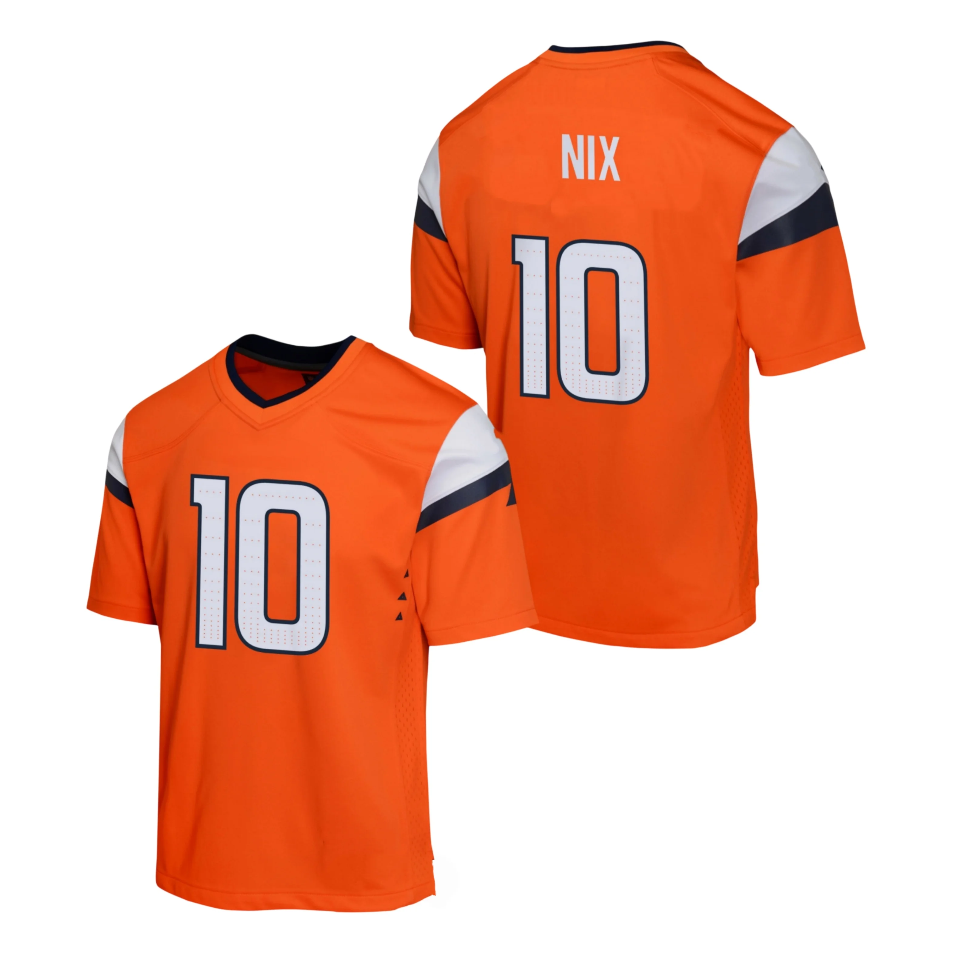 Denver 10 Bo Nix Orange Herren American Football T-Shirt V-Ausschnitt 2026 Sommer Atmungsaktives Schnelltrocknendes T-Shirt für Männer und Frauen Y2K – Detail 6
