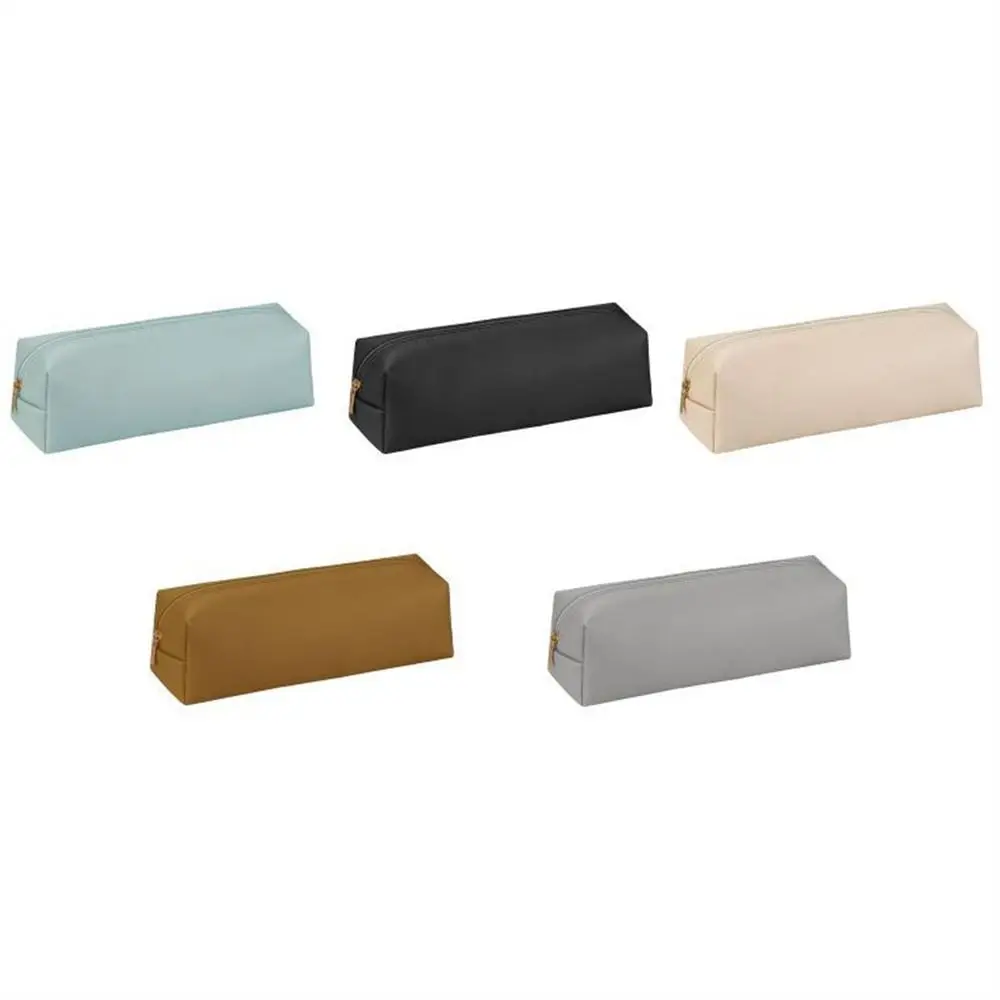 PU Leather Pencil Bag Storage Box With Zipper Leather Pen Case Multi-purpose Large Capacity Stationery Storage Bag Student