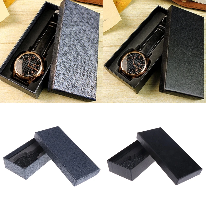 Paper Rectangle Watch Storage Box Square Jewelry for CASE Display Gift Box With Pillow Cushion 5.70x2.55x1.18inch